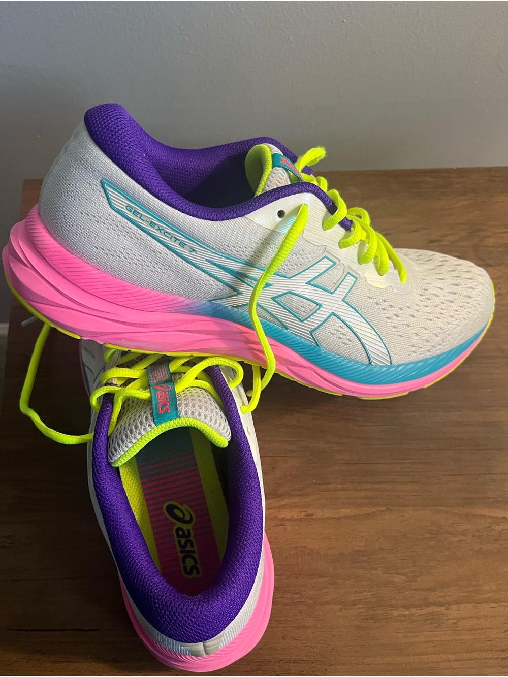 ASICS Women's White Running Shoes with Neon Yellow, Pink & Teal Accents - Picture 9 of 10